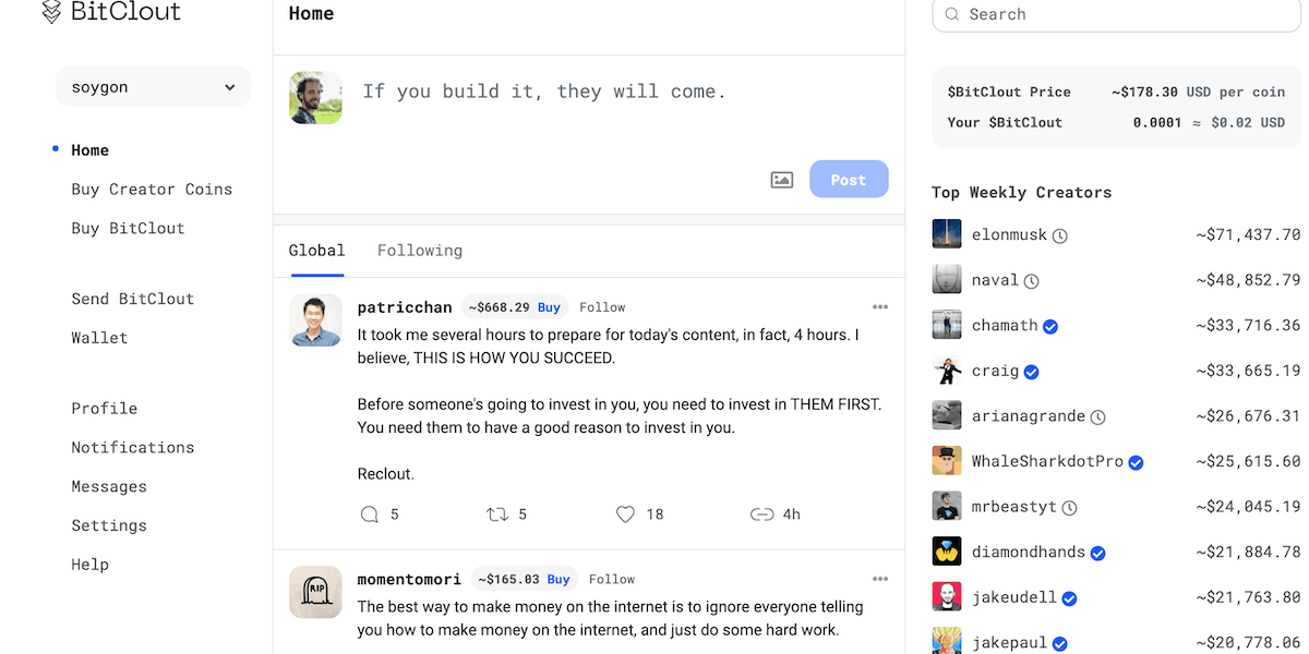 que es y como empezar en Bitclout
